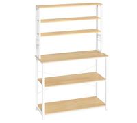 VASAGLE Estantería de Cocina, Estantería de Panadería, 6 Estantes y 6 Ganchos, para Microondas, Marco de Acero, Rústica, 40 x 100 x 167 cm, Roble Dorado y Blanco Nube KKS039Y09