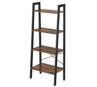 VASAGLE Estantería de Escalera de 4 Niveles, Marco de Acero | Estantería para Salón, Dormitorio, Oficina en Casa, Estilo Industrial, Marrón Avellana y Negro, Colección BARNET LLS044B03