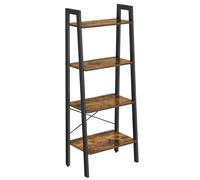 VASAGLE Estantería de Escalera, Estantería de 4 Niveles, para Salón, Dormitorio, Cocina, Oficina en Casa, Estilo Industrial, Marco de Acero, Marrón Rústico y Negro Marrón