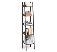 VASAGLE Estantería de Escalera, estantería de 5 Niveles, Mueble de Almacenamiento de pie, Oficina, Sala de Estar, Dormitorio, Cocina, Estilo Industrial, marrón rústico y Negro LLS109B01