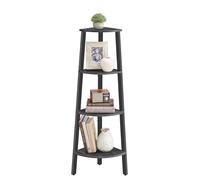 VASAGLE Estantería de Esquina, con 4 Estantes, Fácil de Montar | Marco de Acero, para Salón, Dormitorio, Balcón, Diseño Industrial, Gris Carbón y negro mate, Colección BARNET LLS034B22