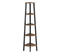 VASAGLE EstanterÍa de Esquina, con 5 Estantes, FÁcil de Montar, Marco de Acero, para SalÓn, Dormitorio, BalcÓn, DiseÑo Industrial, Vintage, MarrÓn RÚstico y Negro