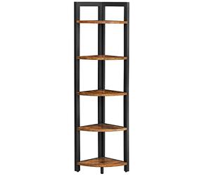 VASAGLE EstanterÍa de Esquina de 5 Estantes, EstanterÍa Esquinera, para Sala de Estar, Dormitorio, Estudio, 30 x 30 x 150 cm, Estilo Industrial, MarrÓn RÚstico y Negro LLS803B01