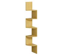 VASAGLE Estantería de Esquina de Montaje en Pared, Estantería Esquinera de 5 Niveles, Estantería de Plantas, para Dormitorio, Sala de Estar, Baño, Oficina en Casa, Roble Natural/Greige Melange/Gris Ro