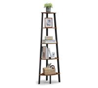 VASAGLE Estantería de Esquina, Estanteria Esquinacon, 5 Estantes, Fácil de Montar, Marco de Acero, Robusto, para Salón, Dormitorio, Balcón, Diseño Industrial, Marrón Rústico y Negro LLS35X