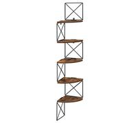 VASAGLE Estantería de Pared de Esquina con 5 Estantes, Librería de Esquina, Montaje Fácil, para Dormitorio, Sala de Estar, Baño, Cocina Estudio, Marrón Rústico y Negro