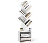 VASAGLE Estantería en Forma de Árbol, 20,3 x 38 x 123,2 cm | Estantería de Pie Moderna Autoportante, 2 Compartimentos Abiertos, Blanco Nube, Colección CUSTOS LBC607WB01