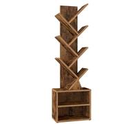 VASAGLE Estantería en Forma de Árbol Moderna | 38 x 20,3 x 123,2 cm, Dormitorio, Salón, Estudio, Marrón Rústico, Colección Custos LBC607KD01