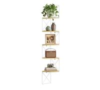 VASAGLE Estanteria Esquinera con 5 Estantes, Montaje Fácil | Librería de Esquina, Marrón Roble y Blanco Mate, Colección ISLAND LLS851YD01