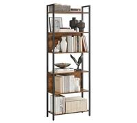 VASAGLE Estantería, estantería con 6 estantes, estantería, Estructura de Acero, para Sala de Estar, Pasillo, Oficina, Estilo Industrial, rústico marrón y Negro LLS113B01