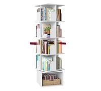 VASAGLE Estantería Giratoria de 5 Niveles, con Compartimentos Abiertos | Librería Rotatoria 360°, 40 x 40 x 155,8 cm, para Dormitorio, Salón, Oficina, Blanco Nube, Colección CUSTOS LBC472WB01