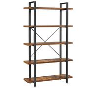 VASAGLE Estantería Industrial, Librería Estable de 5 Capas, Almacenamiento, Estantería Divisoria de Pie, Fácil Montaje, Sala, Dormitorio, Oficina, Marrón Rústico LLS55BX