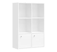 VASAGLE Estantería, Librería de 3 Niveles, Estantería de Almacenamiento Abierto, 29 x 65,8 x 97,8 cm, 2 Compartimentos con Puertas, para Sala de Estar, Estudio, Comedor, Blanco Nube LBC506WB01