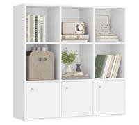 VASAGLE Estantería, Librería de 3 Niveles, Estantería de Almacenamiento Abierto, 29 x 97,5 x 97,5 cm, 3 Compartimentos con Puertas, para Sala de Estar, Estudio, Comedor, Blanco Nube LBC33WT