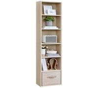 VASAGLE Estantería, Librería de 6 Niveles, Estantería de Almacenamiento Abierto, 24 x 40 x 178,5 cm, para Sala de Estar, Estudio, Comedor, Beige Natural LBC167L01