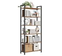 VASAGLE Estanteria Libros 6 Niveles, Libreria Industrial, 78 x 30 x 185,5cm | Libreria Estanteria para Estudio, Sala de Estar, Dormitorio, Marrón Rústico y Negro Mate, Colección BARNET LLS082B01