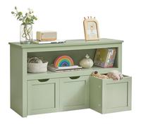 VASAGLE Estantería para Niños, Estantería Infantil, 3 Contenedores con Ruedas, Estantería de Almacenamiento, para Salón, Dormitorio, 30 x 102 x 60 cm, Verde Laurel LHS380CE01