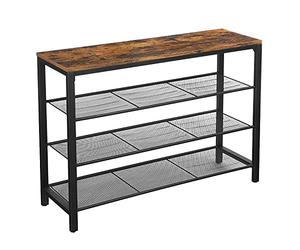 VASAGLE - Estantería para zapatos, organizador para zapatos, almacenamiento, 100 x 30 x 72 cm, para entrada, salón, dormitorio, estructura individual, estilo industrial, marrón rústico y negro LBS14BX