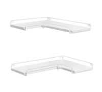 VASAGLE Estantería Pared, Baldas Pared, Estantes Esquina en Forma L, Juego de 2, para Cocina, Estudio, Dormitorio, Sala de Estar, Baño, Fácil de Montar, Blanco Nube LLS831W14