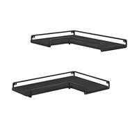VASAGLE Estantería Pared, Baldas Pared, Estantes Esquina en Forma L, Juego de 2, para Cocina, Estudio, Dormitorio, Sala de Estar, Baño, Fácil de Montar, Gris Carbón LLS831B22