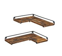 VASAGLE Estantería Pared, Baldas Pared, Estantes Esquina en Forma L, Juego de 2, para Cocina, Estudio, Dormitorio, Sala de Estar, Baño, Fácil de Montar, Marrón Rústico y Negro LLS831B01