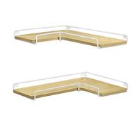 VASAGLE Estantería Pared, Juego de 2, Fácil de Montar | Baldas Pared, Estantes Esquina en Forma L, para Cocina, Estudio, Sala de Estar, Baño, Roble, Colección COLEX LLS831Y70
