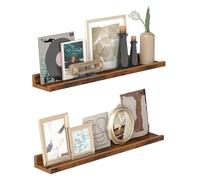 VASAGLE Estantes Colgantes de Pared, Juego de 2, Estantes Flotantes, Ancho 60 cm, con Bordes Altos, para Marcos de Fotos, Decoración, Especias, para Cocina, Sala de Estar, Marrón Rústico LWS064K01