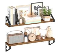 VASAGLE Estantes de Pared, Estantes Flotantes, Juego de 2, 2 Formas de Montaje, 40 cm, Estantes Decorativos, para Salón, Baño, Cocina, Marrón Rústico y Negro Mate LWS042K01