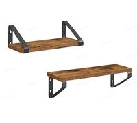 VASAGLE Estantes de Pared, Estantes Flotantes, Juego de 2, 2 Formas de Montaje, 60 cm, Estantes Decorativos, para Salón, Baño, Cocina, Marrón Rústico y Negro Mate LWS062K01