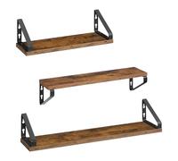 VASAGLE Estantes de Pared, Estantes Flotantes, Juego de 3, 2 Formas de Montaje, 40/50/60 cm, Estantes Decorativos, para Salón, Baño, Cocina, Marrón Rústico y Negro Mate LWS043K01