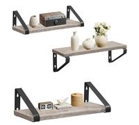 VASAGLE Estantes de Pared, Estantes Flotantes, Juego de 3, 2 Formas de Montaje, Estantes Decorativos, para Salón, Baño, Cocina, Greige y Negro LWS033B02
