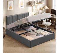 VASAGLE Estructura de Cama Plegable de 160 x 200 cm, para Debajo de la Cama, cabecero, Sistema hidráulico, Moderno, fácil Montaje, Color Gris Oscuro RMB615G02