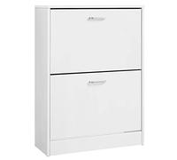 VASAGLE Gabinete de Zapatos con 2 Puertas Abatibles, Divisor Ajustable y Desmontable, para 12 Pares de Zapatos de Mujer y 8 de Hombre, 60 x 24 x 83,5 cm (Largo x Ancho x Alto), Blanco LBC02WT