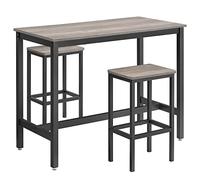 VASAGLE GRIGE LBT015B02 - Juego de Mesa de Bar con 2 taburetes para Cocina, Mesa de Cocina, Mesa de Cocina, diseño Industrial, 120 x 60 x 90 cm, Color Negro