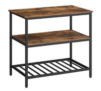 VASAGLE Isla de Cocina con Encimera Grande, Estantería de Cocina de 3 Niveles, Marco de Acero, 60 x 100 x 90 cm, Estilo Industrial, Fácil de Montar, Marrón Rústico y Negro KKI005B01