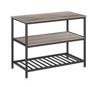 VASAGLE Isla de Cocina con Encimera Grande, Estantería de Cocina de 3 Niveles, Marco de Acero, 60 x 120 x 90 cm, Estilo Industrial, Fácil de Montar, Greige y Negro KKI001B02
