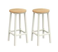 VASAGLE Taburete de Bar, Juego de 2, Sillas de Bar, Sillas de Cocina con Marco de Metal, Altura 65 cm, con Reposapiés, para Cocina, Salón, Comedor, Beige Roble y Blanco LBC032W09