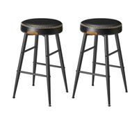 VASAGLE Juego de 2 Taburetes de Bar, Cuero Sintético, 63 cm Alto | Taburete Cocina, Desayuno, Silla Comedor, Transicional, con Costuras, Negro Tinta y negro mate, Colección EKHO LBC080B01