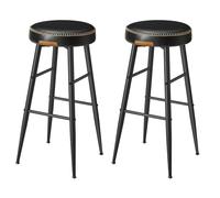 VASAGLE Juego de 2 Taburetes de Bar, Cuero Sintético, 76,2 cm Alto | Taburete Cocina, Desayuno, Silla Comedor, Transicional, con Costuras, Negro Tinta y negro mate, Colección EKHO LBC090B01