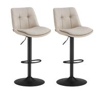 VASAGLE Juego de 2 Taburetes de Bar, Sillas Altas Giratorias Regulables en Altura, Sillas de Cocina con Respaldo y Reposapiés, Comedor, Mostrador, Acero, Blanco Crema LJB195W02
