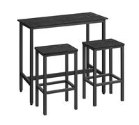 VASAGLE Juego de Mesa y 2 Taburetes de Bar, Marco de Acero, Industrial | Mesa de Desayuno, Negro Ébano y Negro Mate, Colección BARNET LBT218B56