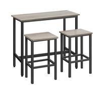 VASAGLE Juego de Mesa y Taburetes de Bar, Mesa de Desayuno con 2 taburetes, Marco de Acero, Industrial, Gris Melange y Negro Tinta LBT218B02