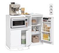 VASAGLE Kailyn Colección - Aparador Cocina con Cajón y Puerta, Mueble Cocina, Aparador Vajillero con Encimera, Estante para Microondas, Estantes Regulables, Blanco Nube BBK373WB01