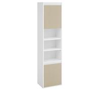 Armario de Baño Alto de Pared 30 x 40 x 160 cm Blanco Nube y Beige Natural