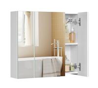VASAGLE KAILYN Colección Armario de Pared de Baño, con Espejo, Gabinete de Almacenamiento de 3 Puertas, 15 x 60 x 55 cm, con Estante Ajustable, Moderno, Blanco BBK22WT
