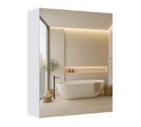 VASAGLE Kailyn Colección - Armario de Pared para Baño, 1 Puerta con Espejo, Estilo Moderno, 13 x 50 x 60 cm, Blanco BBK012WB01