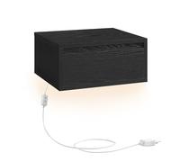 VASAGLE Kailyn Colección - Mesita de Noche Colgante, Luz con 3 Pantallas, Estante de Pared con Cajón, 35 x 40 x 18 cm, Sala de Estar, Dormitorio, Negro Ébano LET654B01