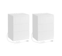 VASAGLE Kailyn Colección - Mesita de Noche con Estación de Carga, Juego de 2, Mesa Auxiliar con 3 Cajones, 2 Tomas AC, 2 Puertos USB, Salón, Dormitorio, Estudio, Blanco Nube LET831W14