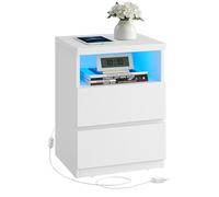 Mesita de Noche con Iluminación LED Ajustable Blanco Nube