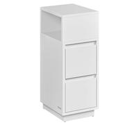 VASAGLE KAILYN Colección - Mesita de Noche Estrecha, Juego de 2, Mesa Auxiliar con 2 Cajones y Compartimento Abierto, a la Izquierda o a la Derecha, Blanco Nube LET856W01